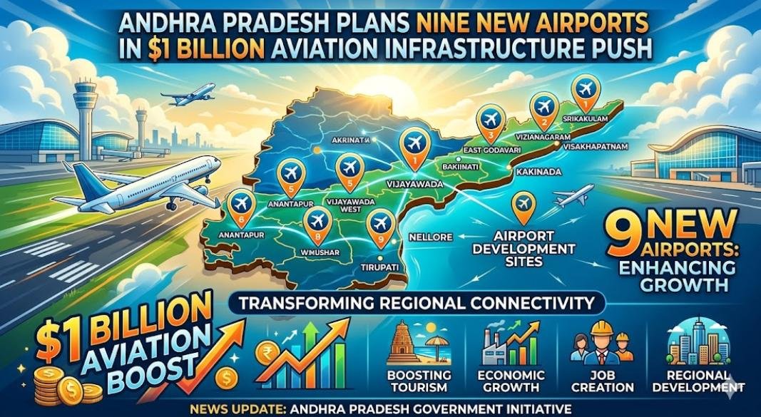 Andhra Pradesh Announces 9 New Airports, $1 Billion Investment to Transform Aviation Infrastructure