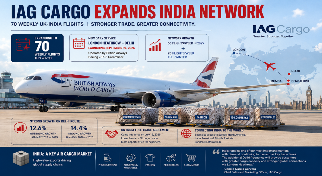 IAG Cargo Bets Big on India, Expands UK Network to 70 Weekly Flights