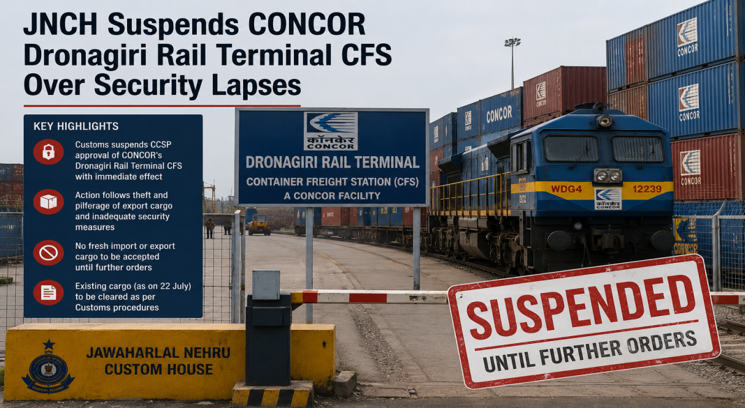 Customs Suspends CONCOR’s Dronagiri CFS Licence Over Security Lapses and Cargo Theft