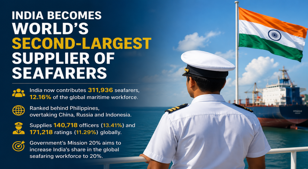 India Climbs to Second Spot Among Global Seafarer Suppliers