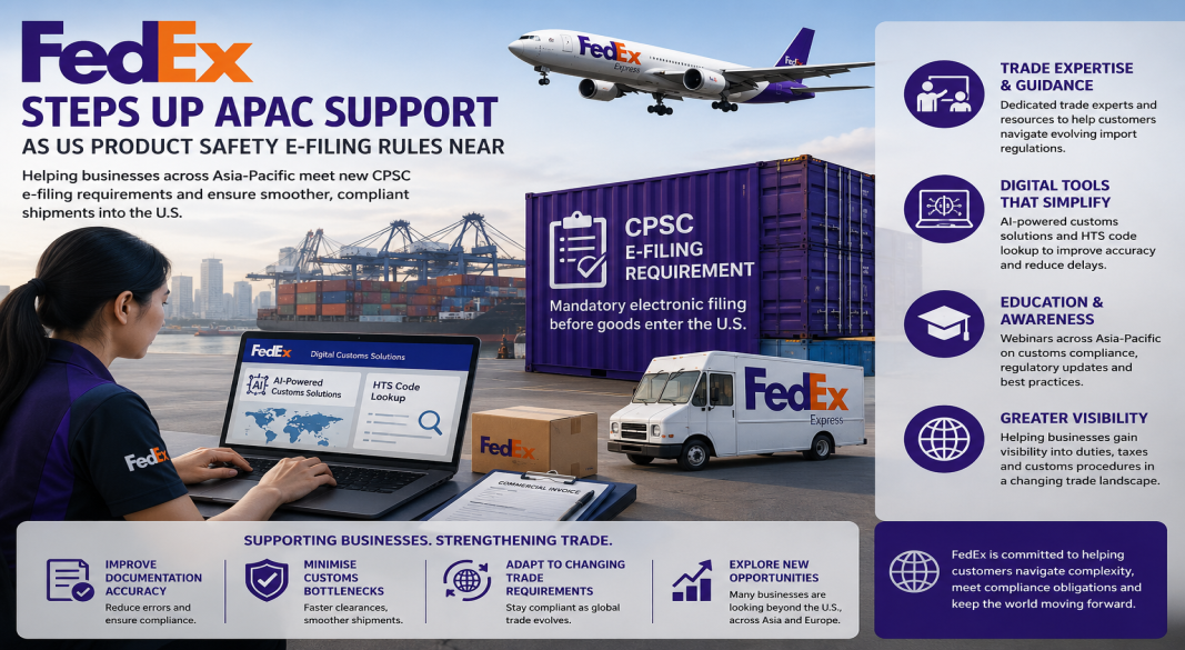 FedEx Expands APAC Trade Compliance Support Ahead of U.S. Product Safety E-Filing Rules