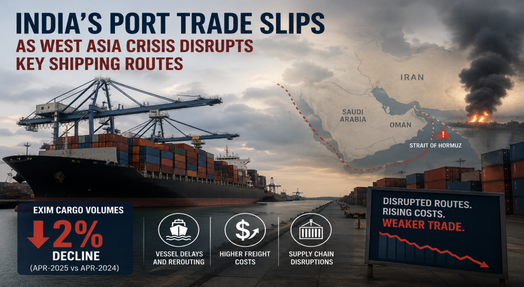 India’s Port Trade Slips as West Asia Crisis Disrupts Key Shipping Routes