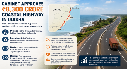 Cabinet Approves ₹8,300 Crore Odisha Coastal Highway to Strengthen Freight Connectivity